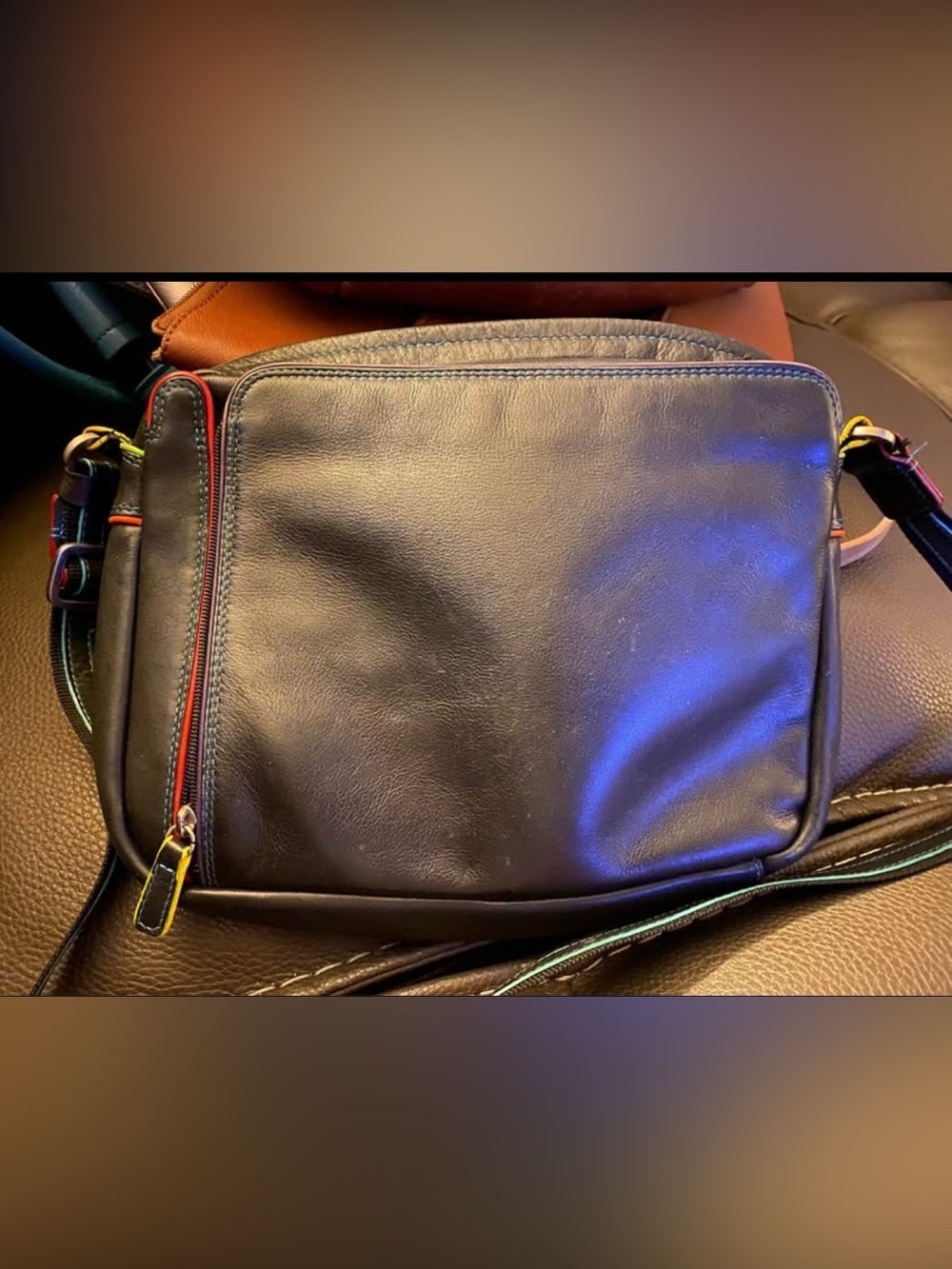 Navy Blue Mywalit Crossbody Bag Women’s Leather Multicolor Adjustable Strap